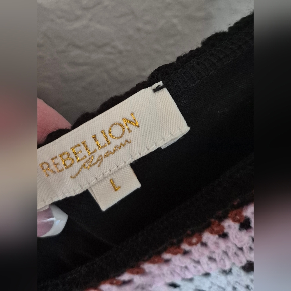 Rebellion Black Spagetti Strap Maxi Dress With Beautiful Colorful Crochet Accent - Picture 5 of 11
